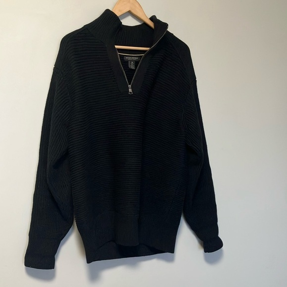 Banana Republic Black Half-Zip Organic Cotton Sweater - Picture 2 of 7